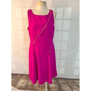 Calvin Klein Pink Jewel Neck Knee Length Sleeveless A-Line Dress Size 14
